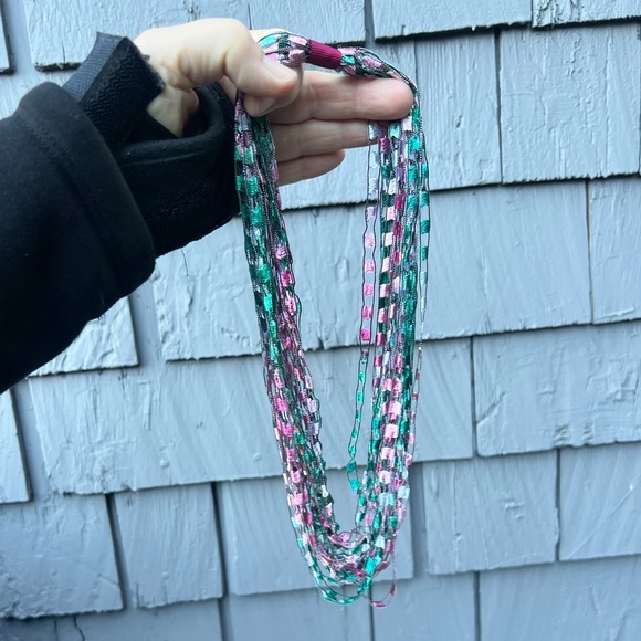 Pastel Colorful lightweight ribbon necklace green pink purple black y2k NEW - Picture 6 of 9